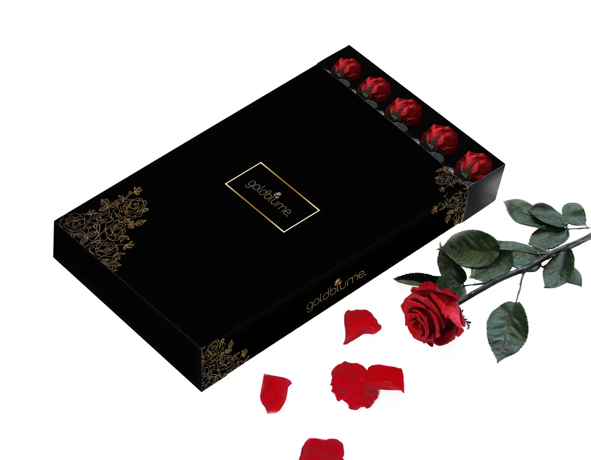 StemElegance Luxe - Das langstielige Rosen Set (5 Stk.) - Goldblume 